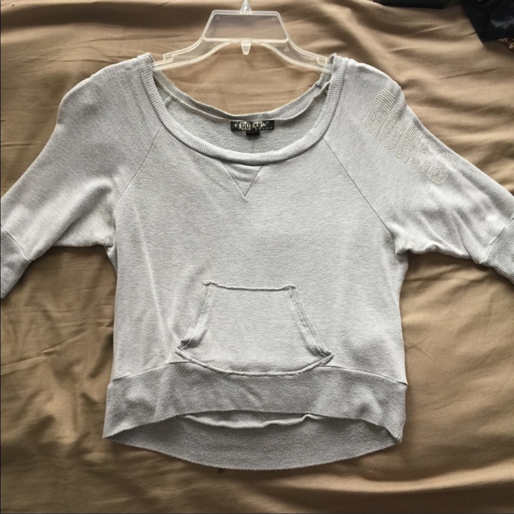 GUESS Rhinestone Logo Crop Sweatshirt - Picture 7 of 12